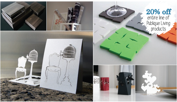 Entire line of Publique Living products 20% off at Modern Mouse!